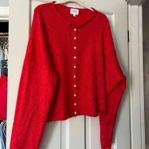 Red and Yellow Button-Up Cardigan